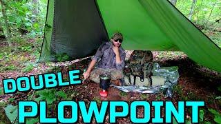 DOUBLE PLOWPOINT TARP SHELTER | Pasta Alfredo | Solo Overnighter In The Mountains (Chance Of  Rain)