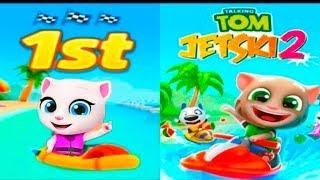 Аквабайк Говорящего Тома 2 #7 ДРУЗЬЯ Анджела Хэнк и Джинджер! Talking Tom Jetsky 2   Том Аквабайк