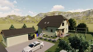 3D Visualisierung EFH Einfamilienhaus "Haus A" mit Doppelgarage - mehr auf www.visual-creations.de