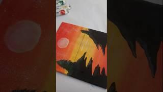 Sunset painting idea in a sunny afternoon ️ with me 