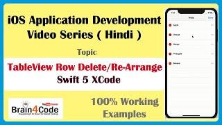 Delete and Rearrange Row in UITableView with Swift 5 XCode | Hindi | Easiest Method in UITableView