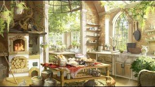 Summer Kitchen Ambience &Fireplace &White Noise &ASMR