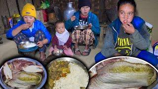 Village style Buffalo Tongue curry Recipe & rice cooking, Eating | Buff Tongue Recipe | Village vlog