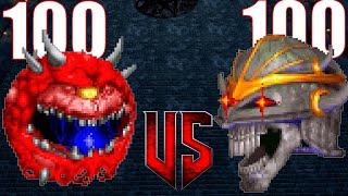 Cacodemon vs Iron Lich - DOOM vs HERETIC Monster Infighting - Crossove Battles - DOOM RETRO ARENA