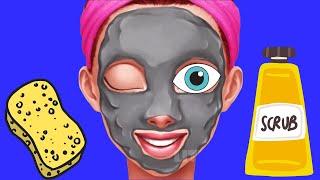 Cheerleader Girl Playing Colors Makeup and Dress Up Haircut Salon Satisfying Video Kids' Game