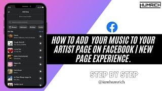 How To Add Your Music To Your Artist Page On Facebook | New Page Experience