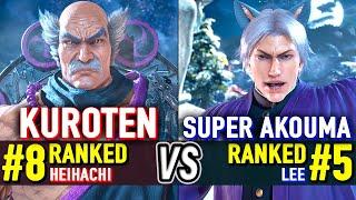 T8  KUROTEN (#8 Ranked Heihachi) vs SUPER AKOUMA (#5 Ranked Lee)  Tekken 8 High Level Gameplay