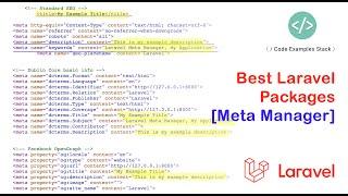 Top Laravel Packages 2020 - Meta Manager - SEO - Example - Tutorial Install Laravel 6 - Optimize App