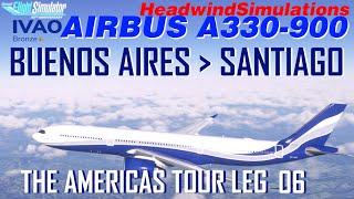 IVAO WT The Americas Tour LEG 06 | Buenos Aires to Santiago | Headwind Airbus A339Neo | MSFS2020