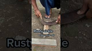 Rusty sickle - Cotton Fire Roll #firemaking #fireskills