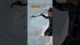 His snow shelter almost collapsed on him ️️#wintercamping #outdoorboys #camping  #snowshelter