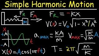 Simple Harmonic Motion, Mass Spring System - Amplitude, Frequency, Velocity - Physics Problems