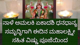 ನಾಳೆ ಅಮಲಕಿ ಏಕಾದಶಿ ಧನಧಾನ್ಯ ಸಮೃದ್ಧಿಗಾಗಿ  ಮಹಾಲಕ್ಷ್ಮೀ ಸಹಿತ ವಿಷ್ಣು ಪೂಜೆಯಿಂದ ಸಂಕಲ್ಪಪೂರ್ವಕ ಶಾಸ್ತ್ರೋಕ್ತವಾಗಿ