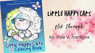 Little Happy Cats | Irina V. Ivanova | Flip Through | Adult Coloring