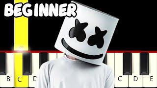 Marshmello - Alone - Fast and Slow (Easy) Piano Tutorial - Beginner