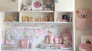 aesthetic desk makeover  | stationery organization, sanrio deco, sonny angels ft. moft unboxing