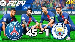 Ronaldo, Messi, Mbapeé, Neymar Jr All Stars Together | Paris SG Vs Manchester City | FC24 4K Match