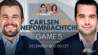 Carlsen - Nepomniachtchi | Game 5 | World Chess Championship | Howell, Houska, Snare