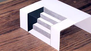 Easy 3D Trick Art - Steps Illusion Drawing!