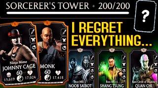 MK Mobile. I Beat Battle 200 in Sorcerers Tower with BRONZE CHARACTERS! The PAIN Was REAL! Reward...