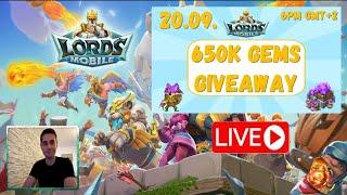 Lords Mobile 650k gems GIVEAWAY on Enutroph gaming channel!