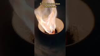 Explosive reaction of glycerine with KMnO4  #shorts #experiment #science #shortvideo