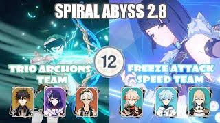 Trio Archons and PYRO Archon? and Freeze Attack Speed Team | Spiral Abyss 2.8 - Floor 12 9-Stars