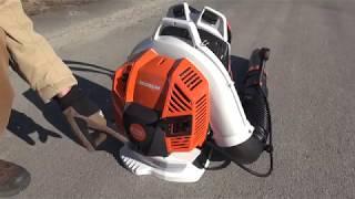 STIHL BR 800 C MAGNUM Backpack Blower with Side Start! In Action!