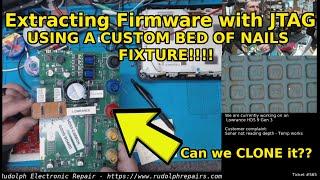 Using JTAG to dump the firmware from a STM32F407 device on a Lowrance HDS9 Carbon motherboard.