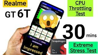 Realme GT 6T CPU Throttling Test 30mins 100threads Heating Test 