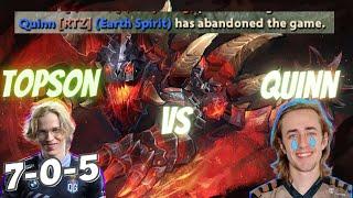 Topson Primal Beast Mid vs Quinn Earth Spirit! 13 Minutes GG!