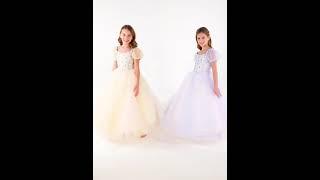 Girls Long Puff Sleeve Dress by Tiffany Princess 13638