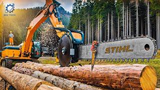 Extreme Dangerous Fastest Big Chainsaw Cutting Tree Machines #19 | Monster Stump Removal Excavator