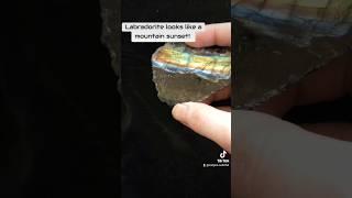 This Labradorite picture stone specimen looks like a sunset behind mountains!