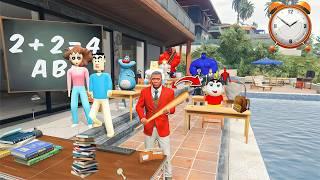 Shinchan  Exam Day in School in GTAV in Telugu | Black7plays