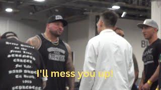 Confronting Big Boy from Strength Cartel. "Just cuz you're big doesn't mean you can fight"