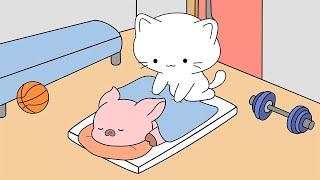 cat's gym massage (ASMR animation)