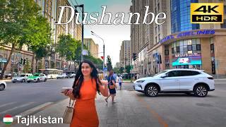 Dushanbe Walking Tour | Evening walk in central Dushanbe | Tajikistan  | 4K HDR