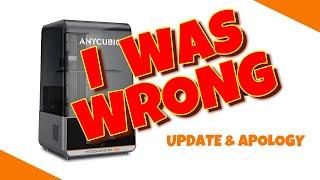 Anycubic Photon Mono M7 Pro (apology and update)