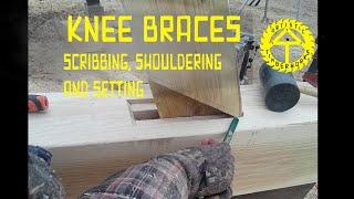 Timber Frame Knee Braces Scribing Shouldering and Setting Tutorial Series (14x8 Deck episode 5)