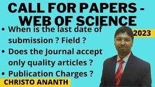 Christo Ananth - Call for Papers -  Thematic Issue - PERIÓDICO TCHÊ QUÍMICA - WOS - English