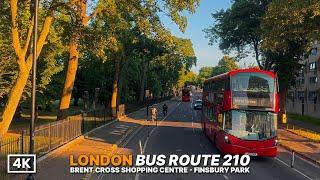 Sunny Summer Evening Bus Ride Through North London | Route 210 Brent Cross to Finsbury Park (4K POV)