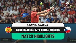 Carlos Alcaraz v Tomas Machac Highlights | Spain v Czechia Davis Cup 2024 Finals Group Stage