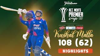 Kushal malla inning NepalOman highlight 108 run 64 bal