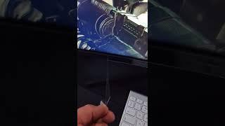 Removing the protective strip off my monitor  #asmr #desksetup