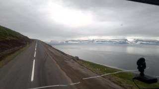 Main road through Ísafjarðardjup in westfjords of Iceland