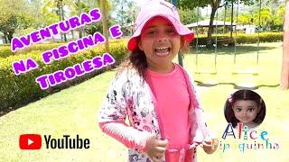 Primeira vez de Helena na piscina e aventuras na tirolesa