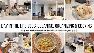 DAY IN THE LIFE VLOG // CLEANING, ORGANIZING, COOKING // STORY TIME ABOUT THE SNAKE IN OUR HOUSE!!!