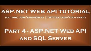 ASP NET Web API and SQL Server