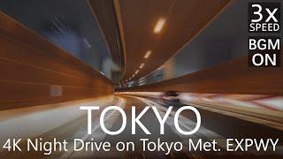 4K Night Drive on Tokyo Met. EXPWY [3x Speed] | Suzugamori Ent to Mukojima Exit